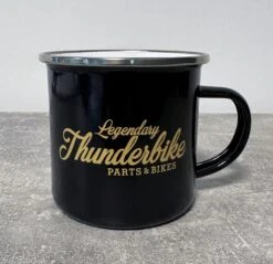 Thunderbike Vintage Emailletasse 300ml Schwarz