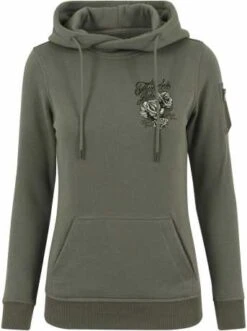Thunderbike Damen Hoodie Grunge Skull Olive