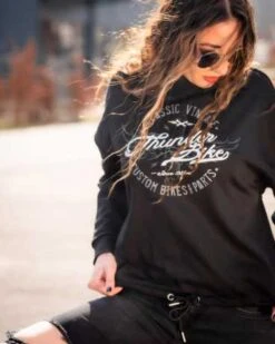Thunderbike Damen Sweatshirt Classic Vintage Schwarz -Thunderbike Verkaufsgeschäft 19 10 1231v 4