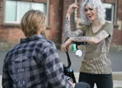 Thunderbike Damen T-Shirt New Custom Strass, Oliv -Thunderbike Verkaufsgeschäft 19 11 1014 21