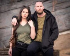 Thunderbike Damen T-Shirt New Custom Strass, Oliv -Thunderbike Verkaufsgeschäft 19 11 1014 3