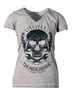 Thunderbike Damen T-Shirt Death´s Head Grau