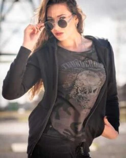 Thunderbike Damen T-Shirt Grunge Skull Schwarz 9 Thunderbike Damen T-Shirt Grunge Skull Schwarz -Thunderbike Verkaufsgeschäft 19 11 1126v 4
