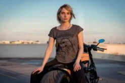 Thunderbike Damen T-Shirt Grunge Skull Grau -Thunderbike Verkaufsgeschäft 19 11 1133v 31