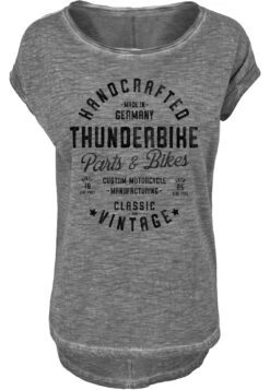 Thunderbike Damen T-Shirt Handcrafted Vintage Grau