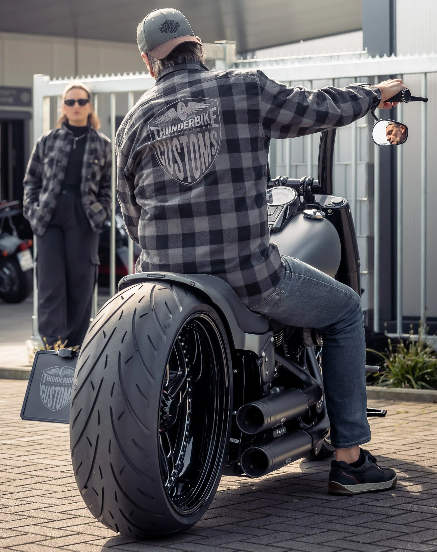 Thunderbike Biker Shirt New Custom Karo Grau/schwarz 4 Thunderbike Biker Shirt New Custom Karo Grau/schwarz – Bild 2