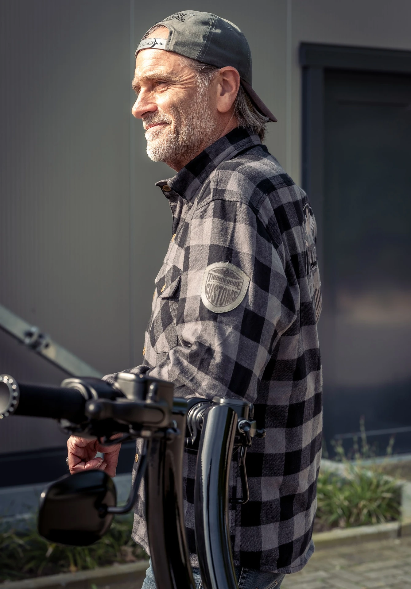 Thunderbike Biker Shirt New Custom Karo Grau/schwarz 5 Thunderbike Biker Shirt New Custom Karo Grau/schwarz – Bild 3
