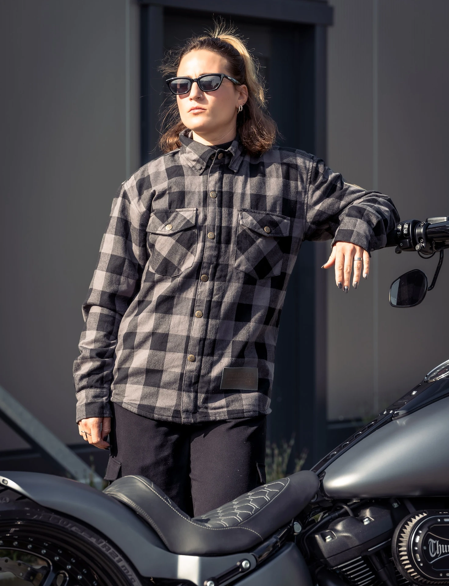 Thunderbike Biker Shirt New Custom Karo Grau/schwarz 7 Thunderbike Biker Shirt New Custom Karo Grau/schwarz – Bild 5