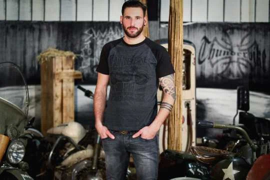 Thunderbike T-Shirt Flying Pan, Grau 5 Thunderbike T-Shirt Flying Pan, Grau – Bild 3