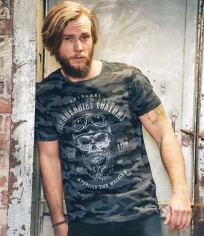 Thunderbike T-Shirt Bearded Skull Schwarz/grau 5 Thunderbike T-Shirt Bearded Skull Schwarz/grau – Bild 3