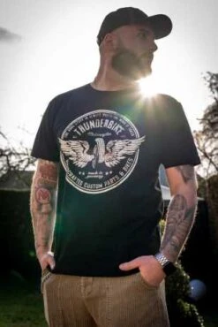 Thunderbike T-Shirt Vintage Wheel Schwarz -Thunderbike Verkaufsgeschäft 19 31 1311v 3