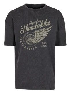 Thunderbike T-Shirt Washed Rib Oversize Legendary Wheel Schwarz