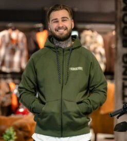 Thunderbike Zip Hoodie Genuine Service Oliv Grün