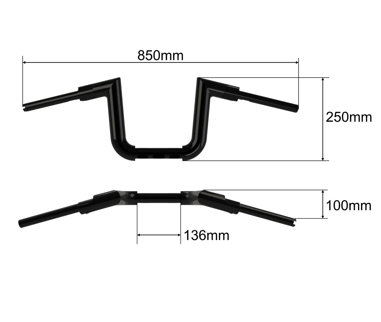 Lenker Atlas 25cm Schwarz Matt 4 Lenker Atlas 25cm Schwarz Matt – Bild 2